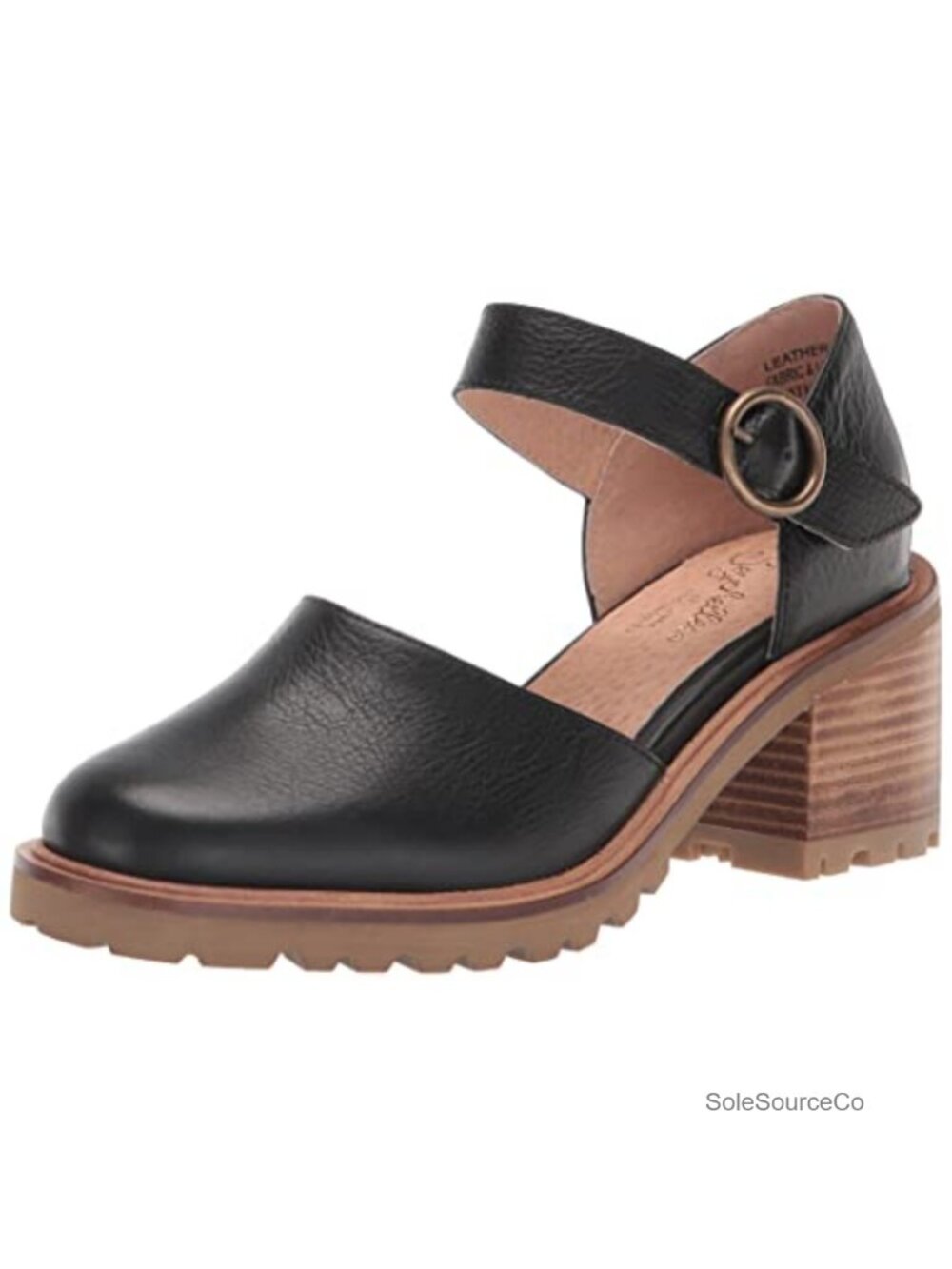 Leather Mary Jane Heeled Sandal Block Heel Buckle Strap Cushioned